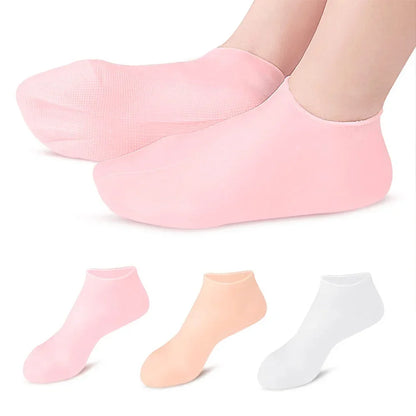 (Combo Pack) Moisturizing Glove and Socks Set, Silicone Gel Spa Socks For Dry Cracked Skin & Silicone Jelly Socks Gel Moisturizing Socks Foot Care Protector