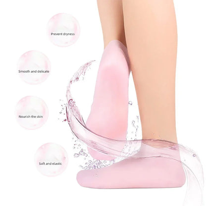 (Combo Pack) Moisturizing Glove and Socks Set, Silicone Gel Spa Socks For Dry Cracked Skin & Silicone Jelly Socks Gel Moisturizing Socks Foot Care Protector